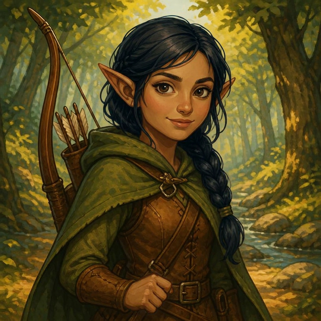 Ritratto di Elfo Ranger al livello base, versione femminile