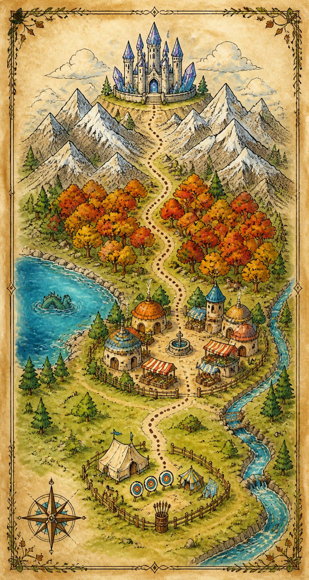 Mappa dell'avventura in stile pergamena fantasy